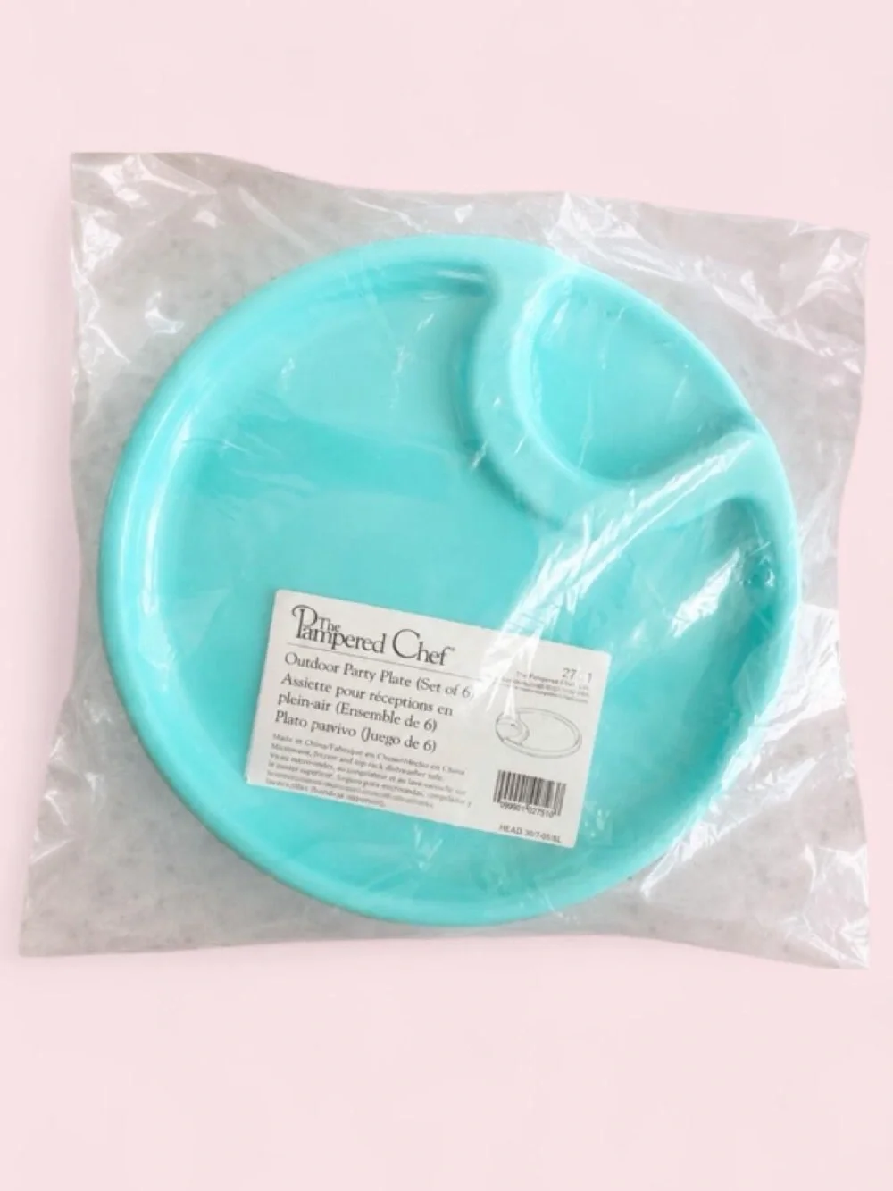 The Pampered Chef Turquoise Blue Divided Serving Plate